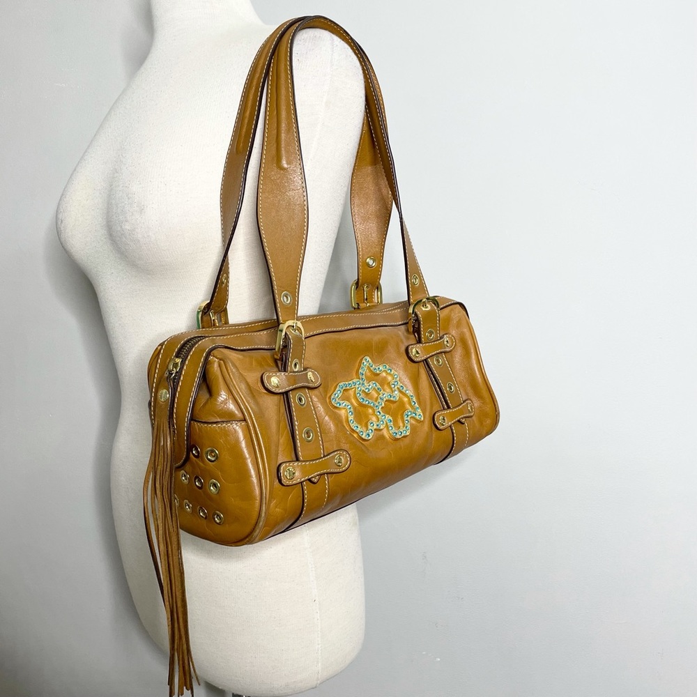 SOLD‼️ TOUS Bear Signature Leather Barrel Tassel Shoulder Bag - Picture 3 of 14